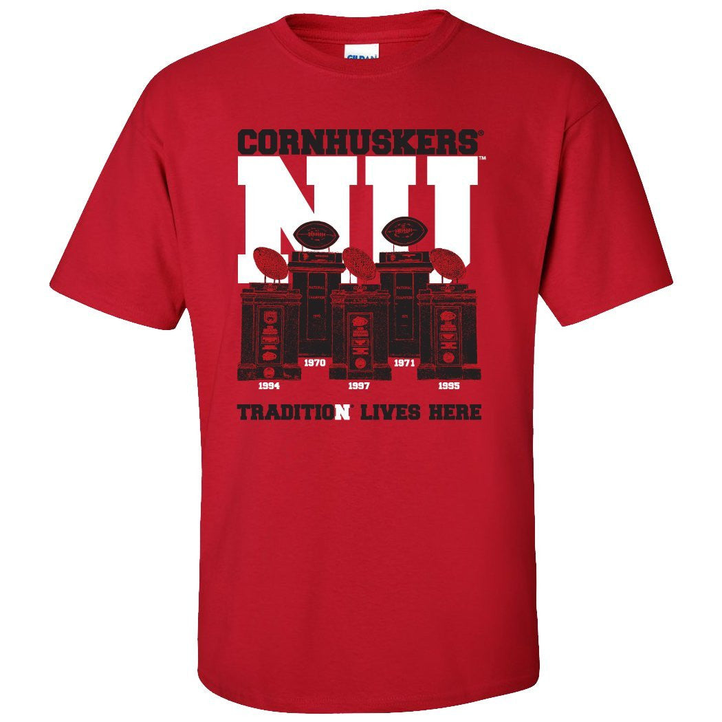 Nebraska Cornhuskers Football Tradition Lives Here "Five Time" Tee Shirt