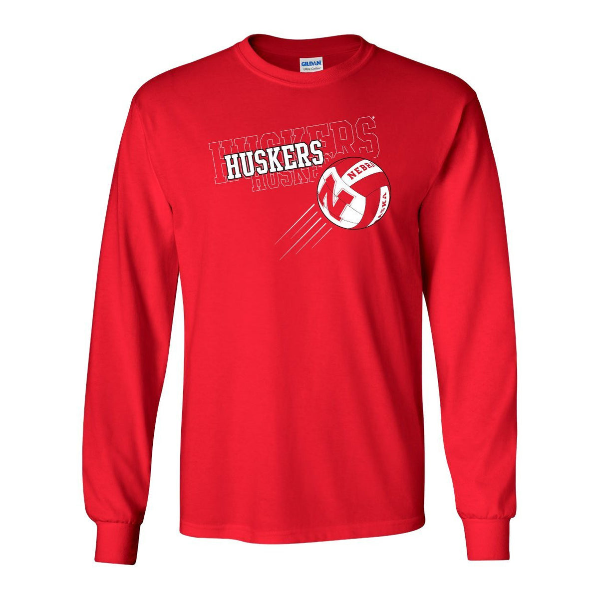 Nebraska Cornhuskers Volleyball "Huskers Huskers Huskers" Long Sleeve Tee Shirt