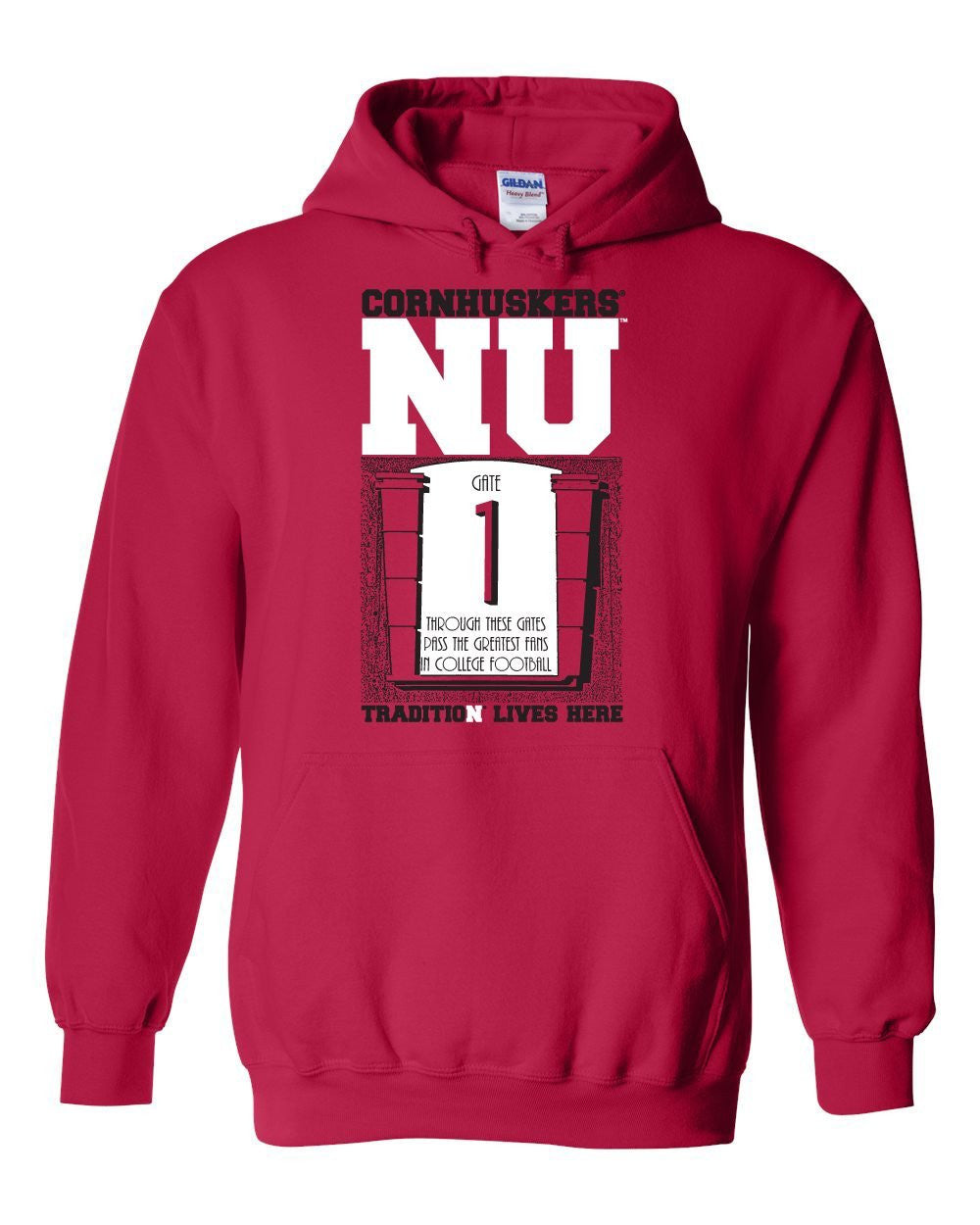Nebraska Cornhuskers Football Tradition Lives Here "Gate 1" Hooded Sweatshirt