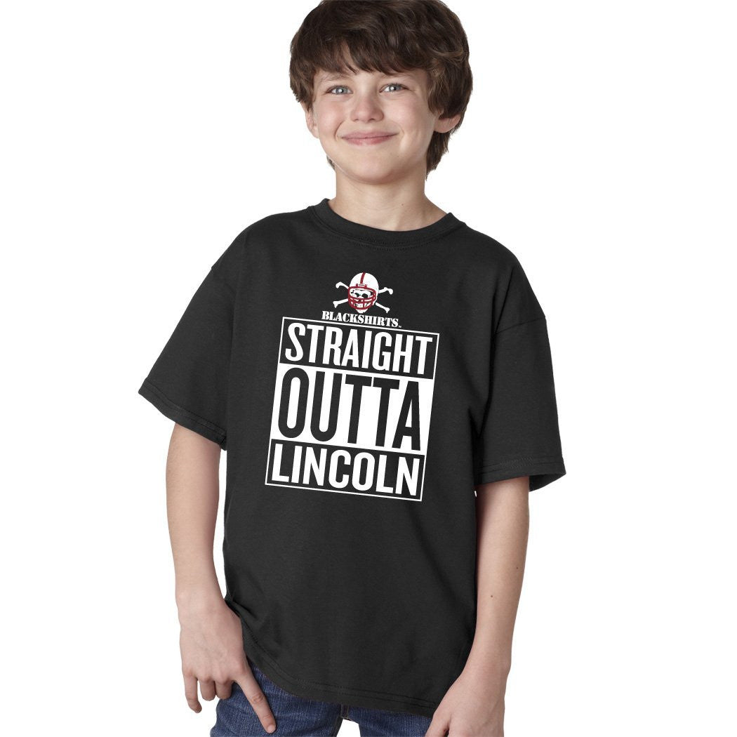 Nebraska Cornhuskers Blackshirts "STRAIGHT OUTTA LINCOLN" Youth Boys Tee Shirt
