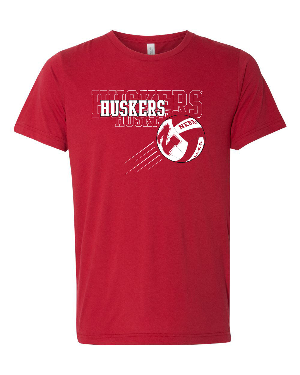 Premium Ultra-Soft Tri-Blend Nebraska Cornhuskers Volleyball "Huskers Huskers Huskers" Tee Shirt