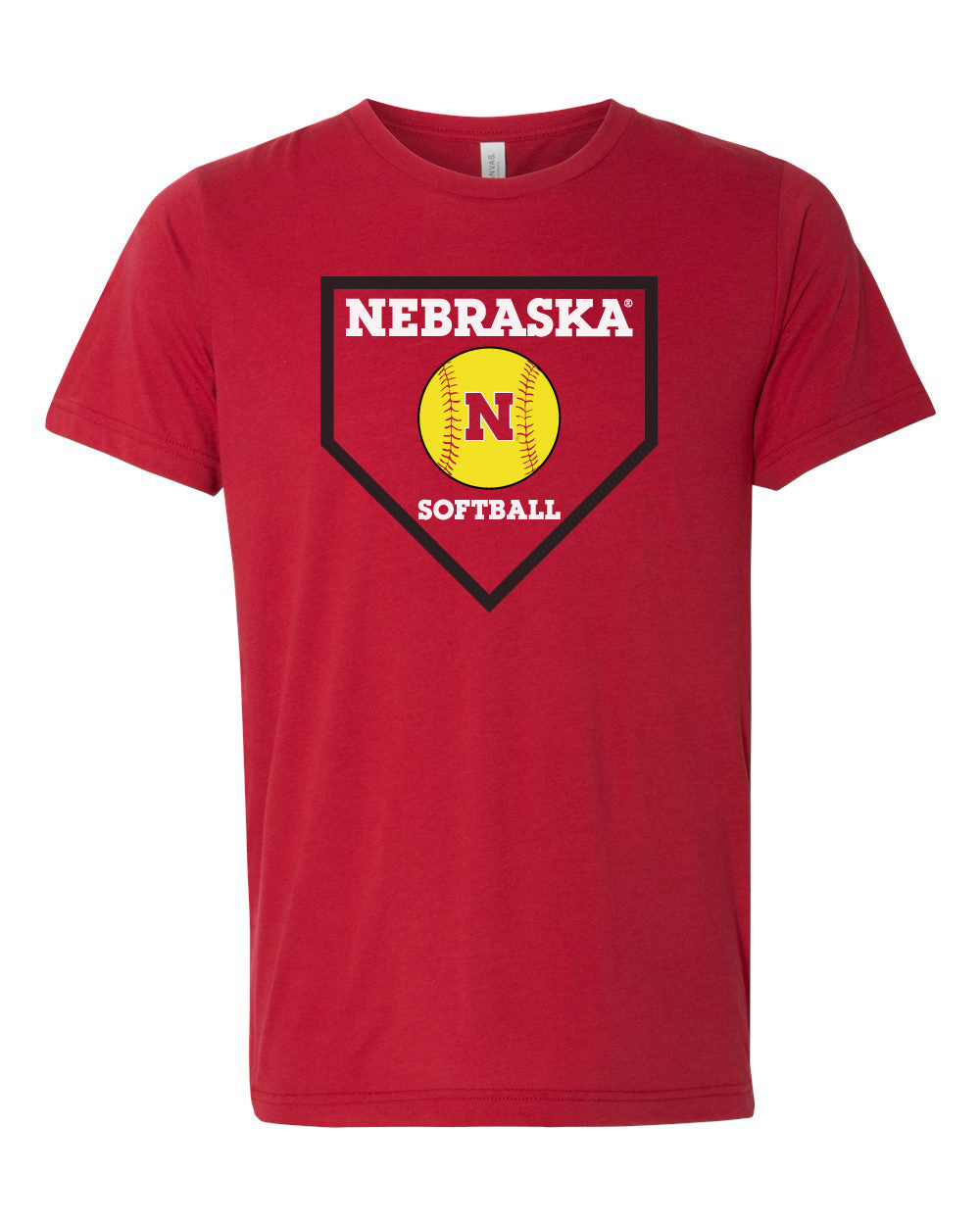 Premium Ultra-Soft Tri-Blend Nebraska Huskers Softball Home Plate Tee Shirt