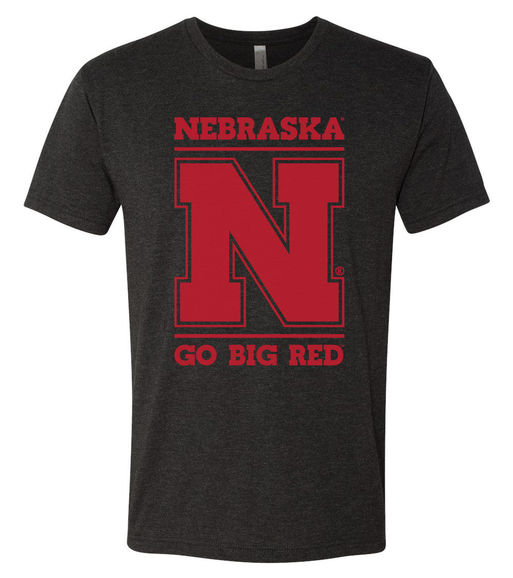 Premium Ultra-Soft Tri-Blend Nebraska Cornhuskers "Nebraska N GO BIG RED" Tee Shirt
