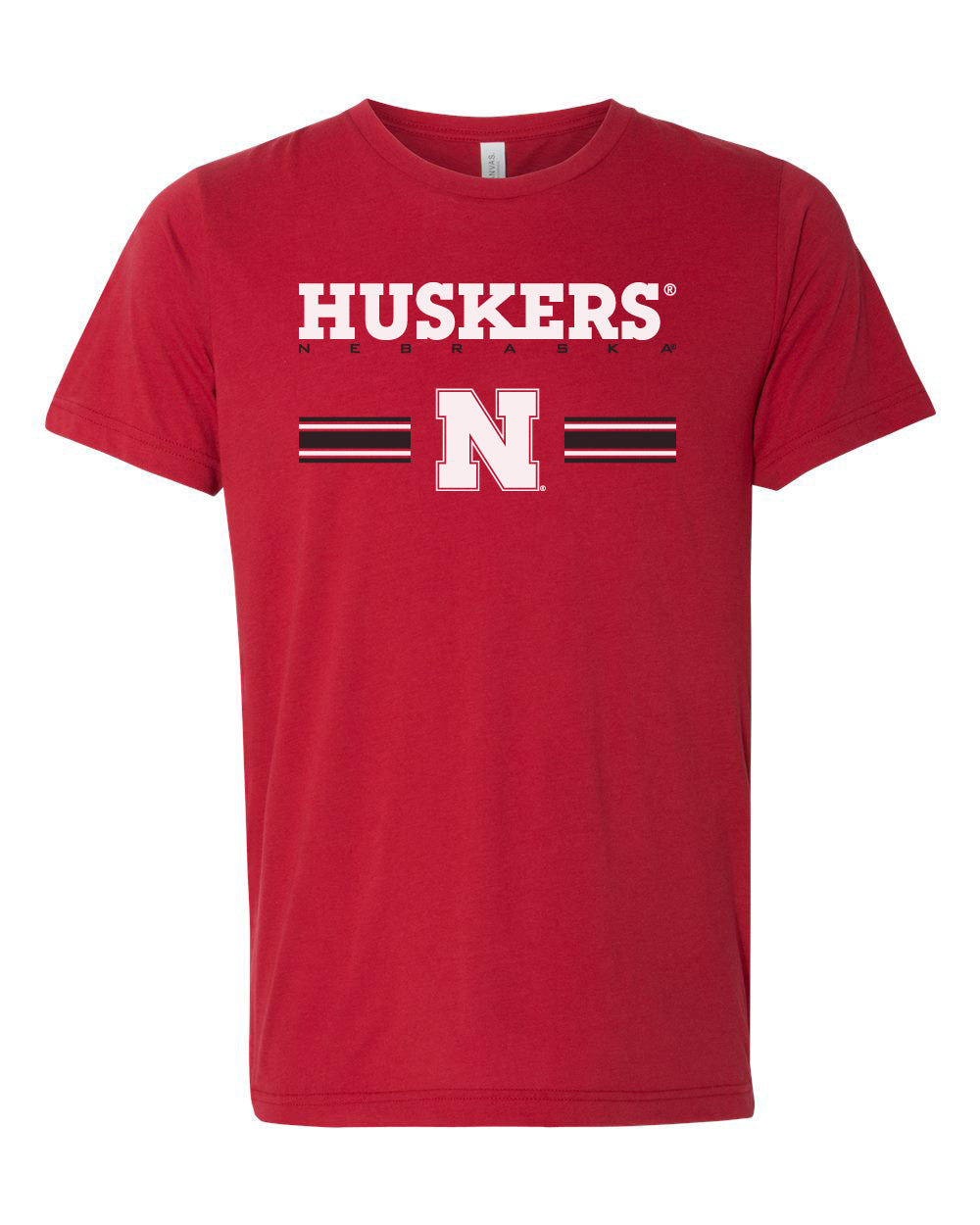 Nebraska Husker Tee Shirt Premium Tri-Blend - HUSKERS Stripe N