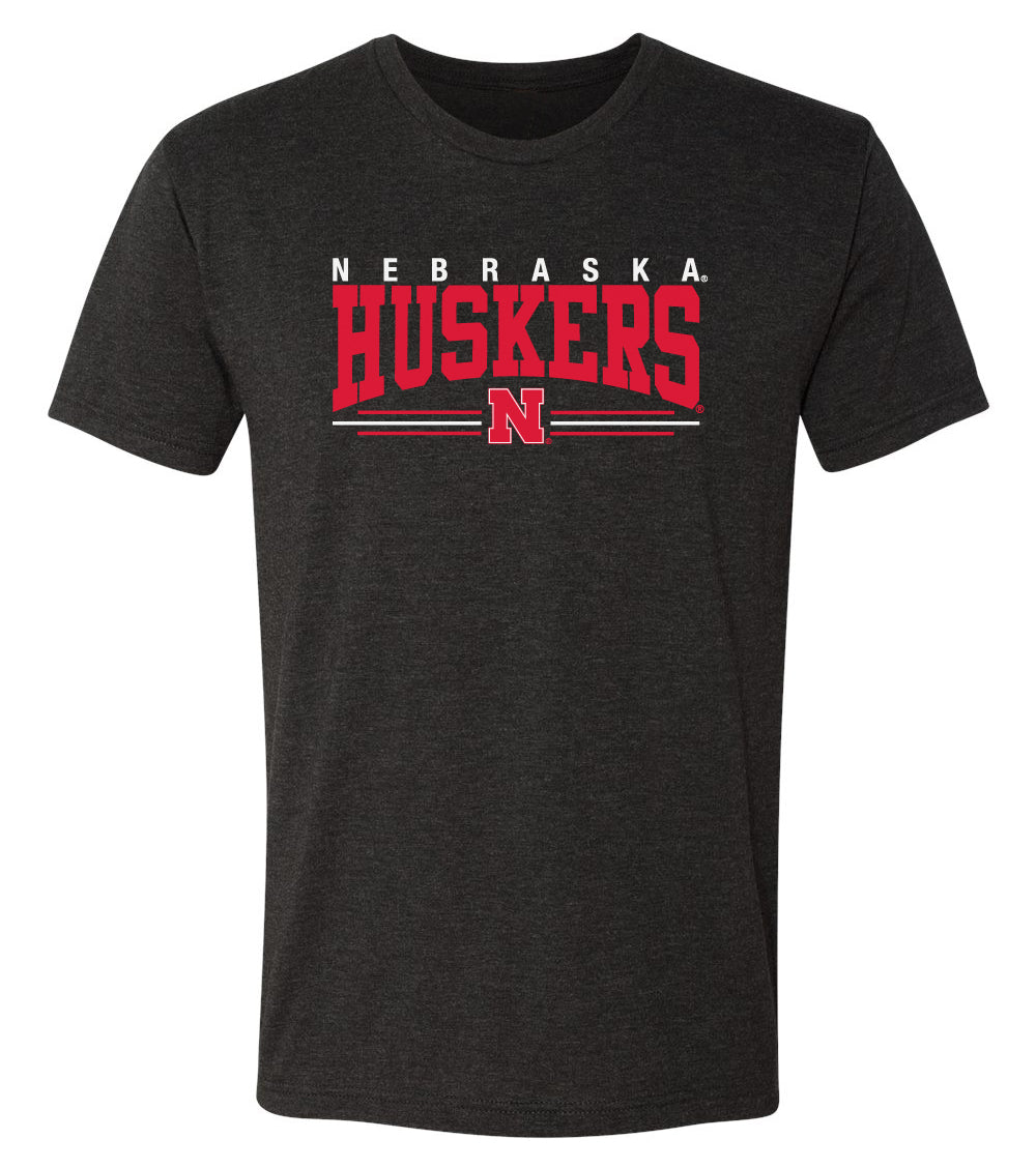 Nebraska Huskers Premium Tri-Blend Tee Shirt - Nebraska Huskers Stripe N