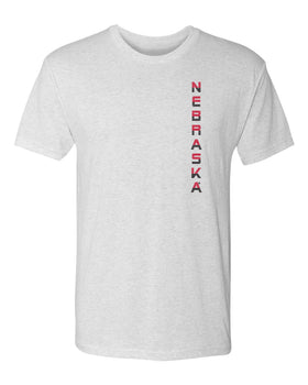 Nebraska Huskers Premium Tri-Blend Tee Shirt - Striped Vertical Nebraska