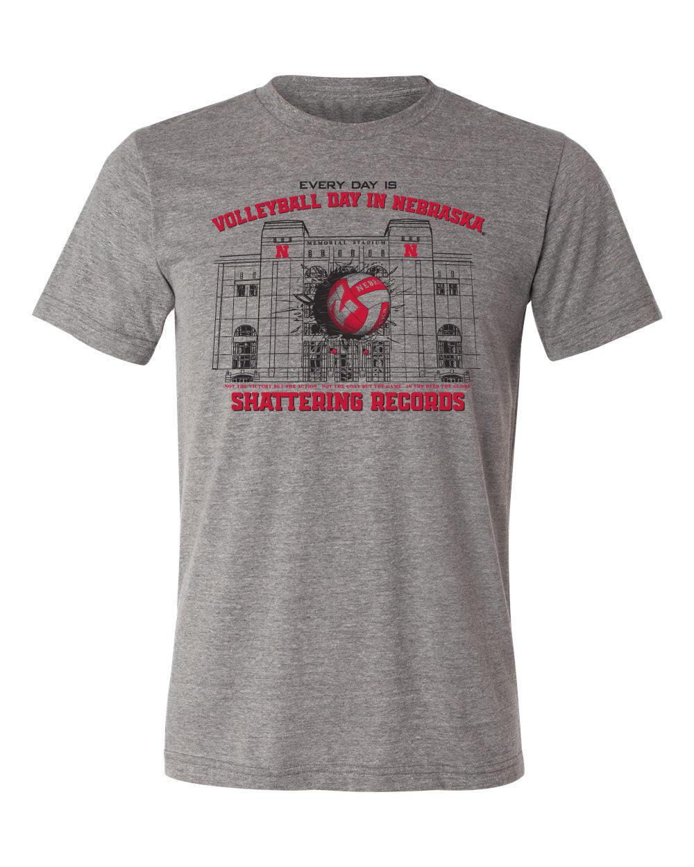 Nebraska Huskers Premium Tri-Blend Tee Shirt - Volleyball Day in Nebraska