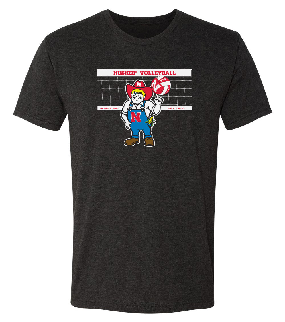 Nebraska Huskers Premium Tri-Blend Tee Shirt - Nebraska Volleyball with Herbie Husker