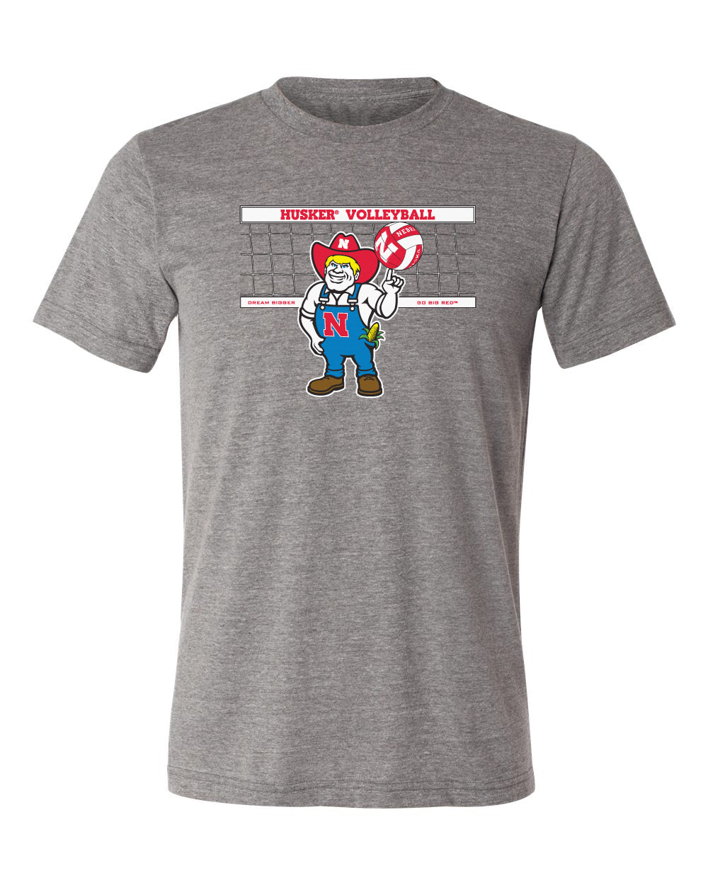 Nebraska Huskers Premium Tri-Blend Tee Shirt - Nebraska Volleyball with Herbie Husker