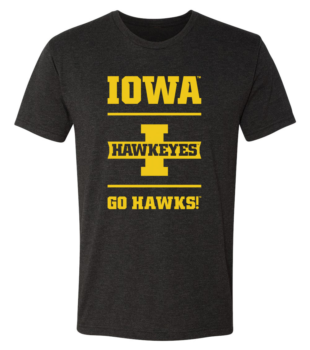 Iowa Hawkeyes Premium Tri-Blend Tee Shirt - Iowa Hawkeyes - Go Hawks