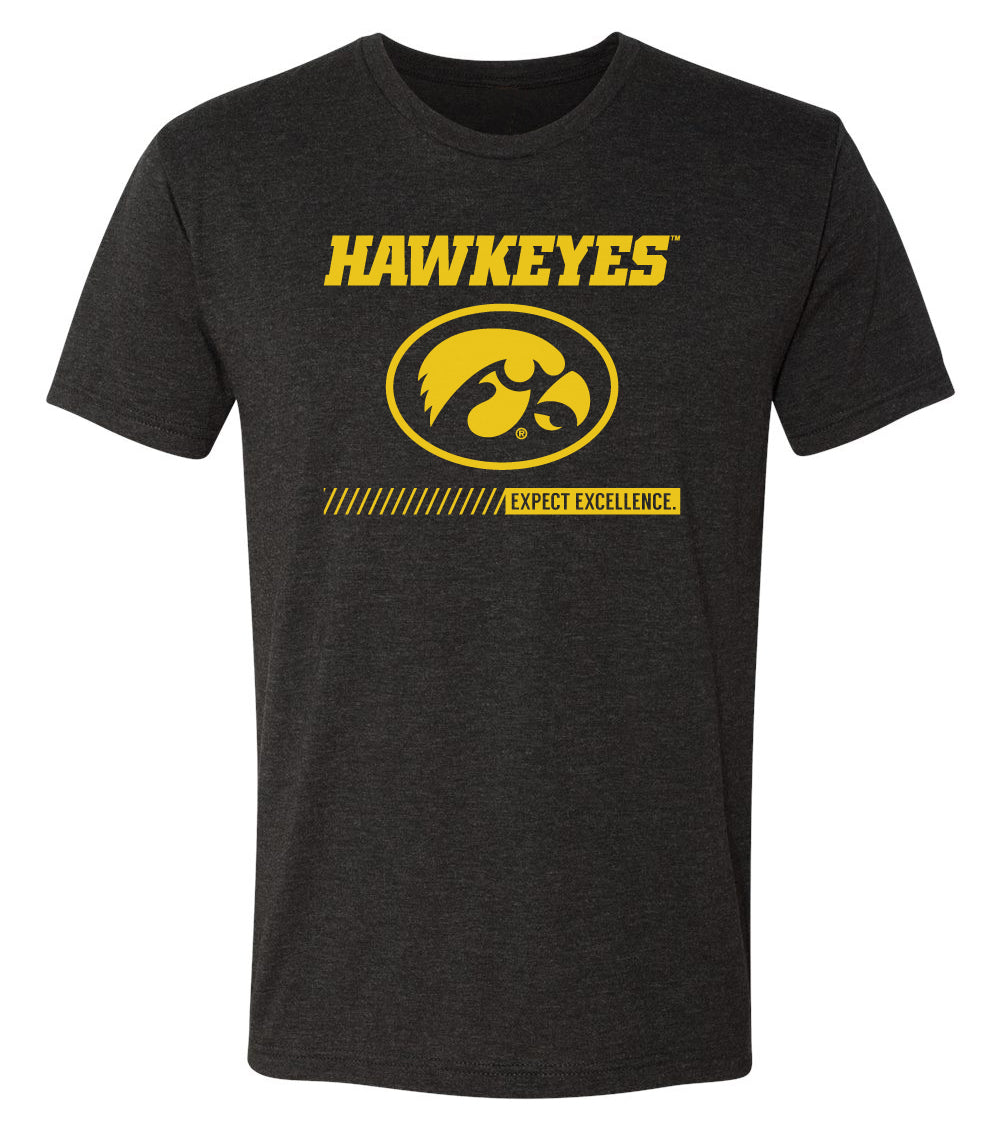Iowa Hawkeyes Premium Tri-Blend Tee Shirt - Hawkeyes with Oval Tigerhawk - Expect Excellence