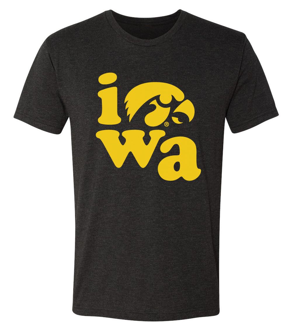 Iowa Hawkeyes Premium Tri-Blend Tee Shirt - Iowa Stacked
