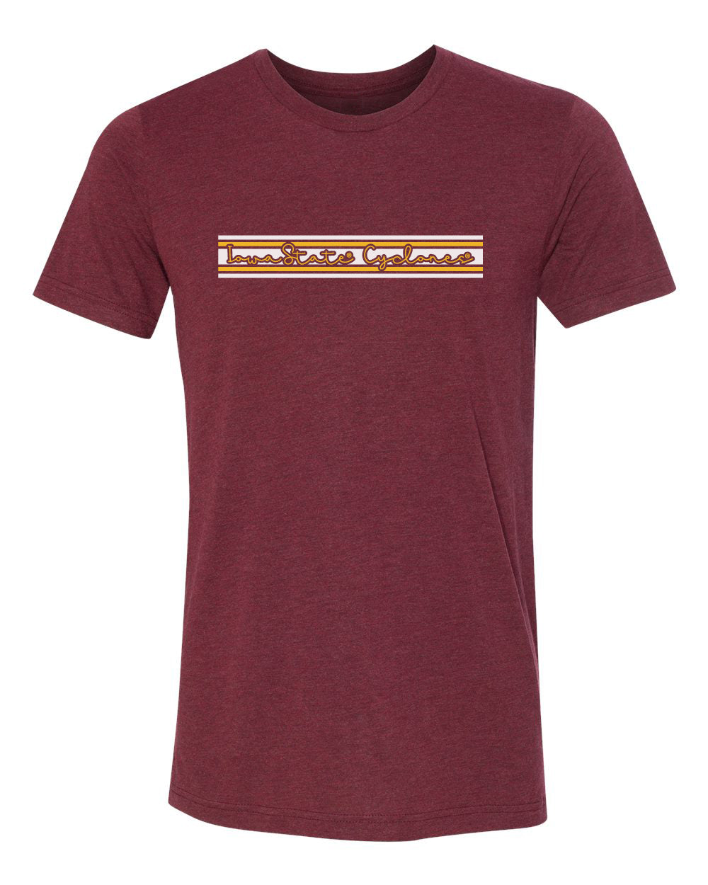Iowa State Cyclones Premium Tri-Blend Tee Shirt - Horizontal Stripe Script Iowa State Cyclones
