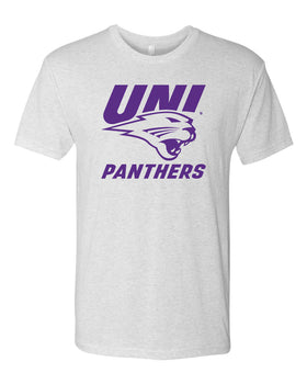 Northern Iowa Panthers Premium Tri-Blend Tee Shirt - Purple UNI Panthers Logo on White