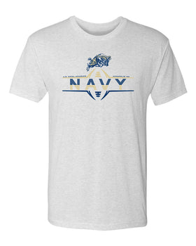 Navy Midshipmen Premium Tri-Blend Tee Shirt - Navy Football Laces and Goat