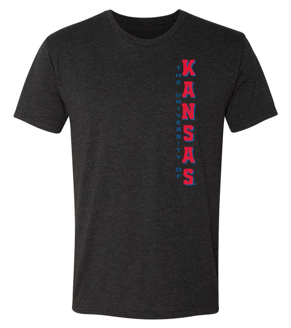 Kansas Jayhawks Premium Tri-Blend Tee Shirt - Vertical University of Kansas