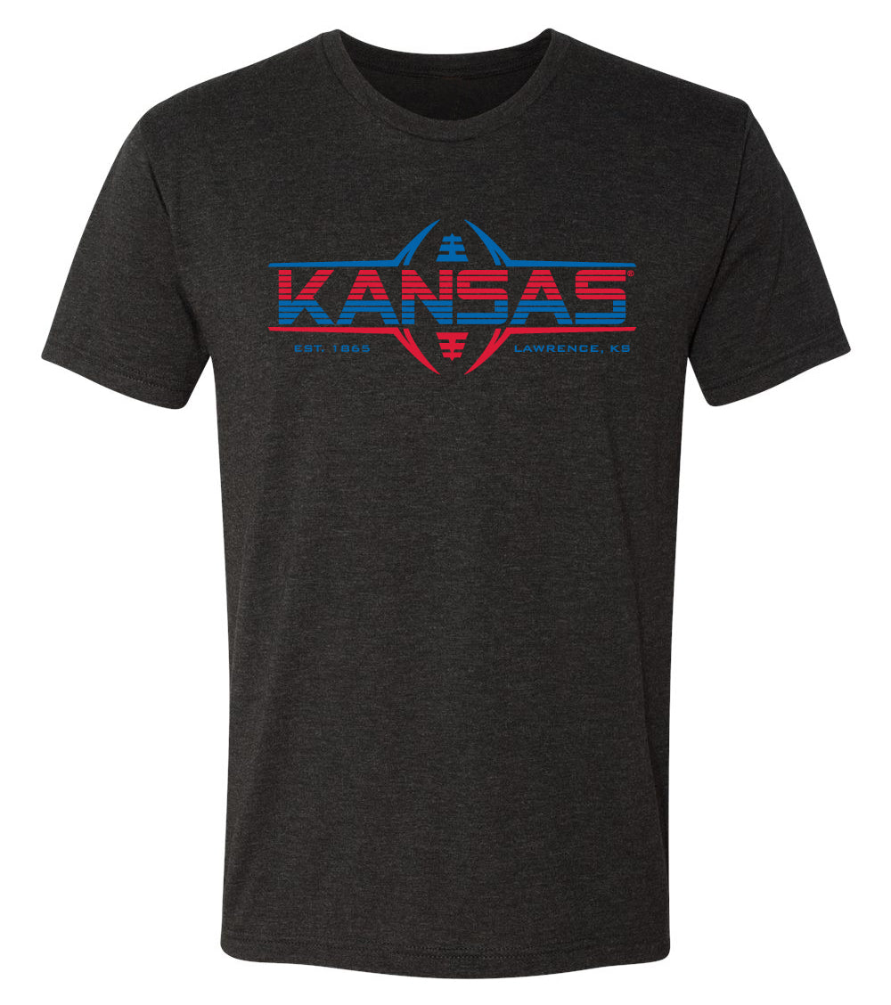 Kansas Jayhawks Premium Tri-Blend Tee Shirt - Kansas Football Laces