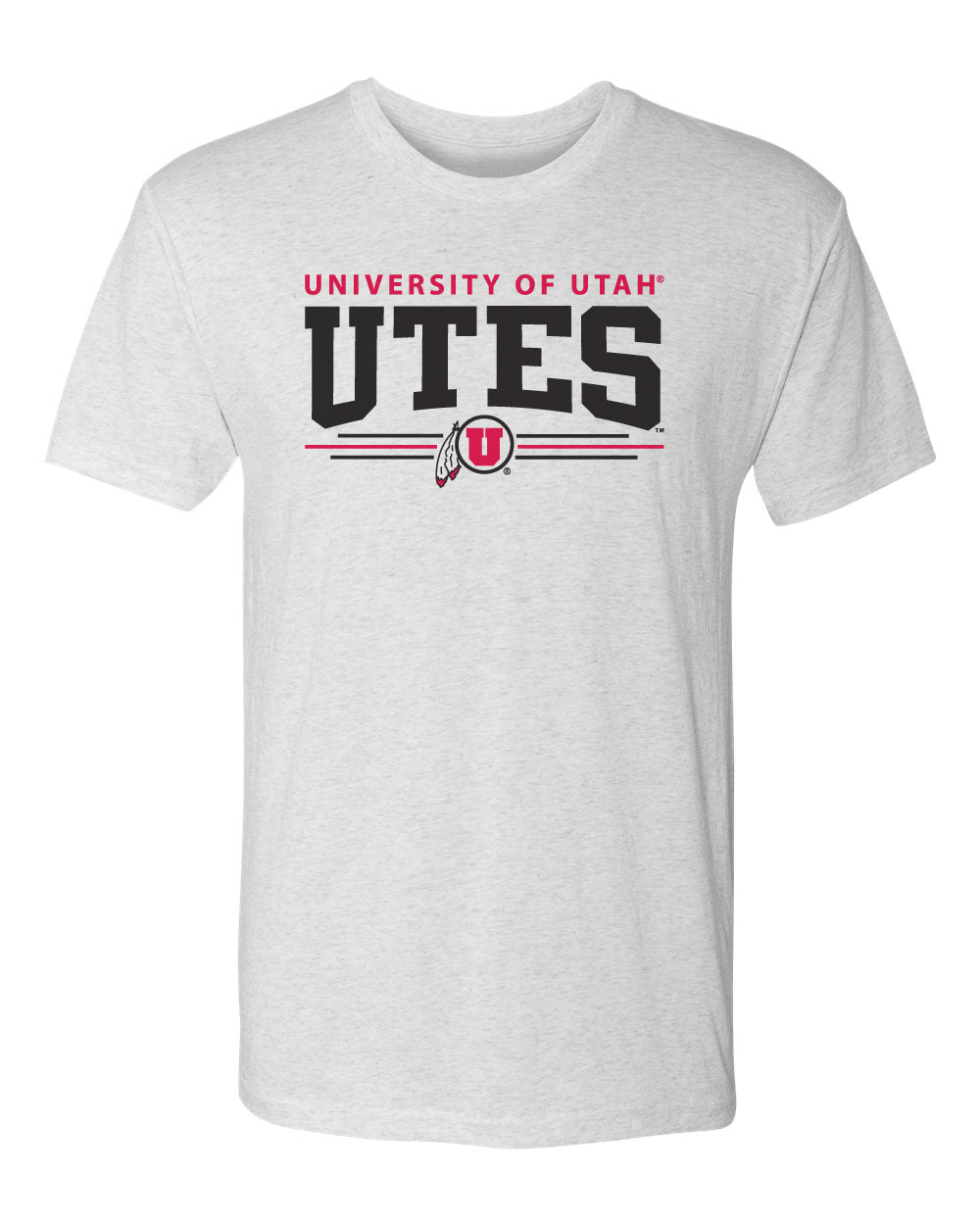 Utah Utes Premium Tri-Blend Tee Shirt - Arch UTES 3 Stripe Logo