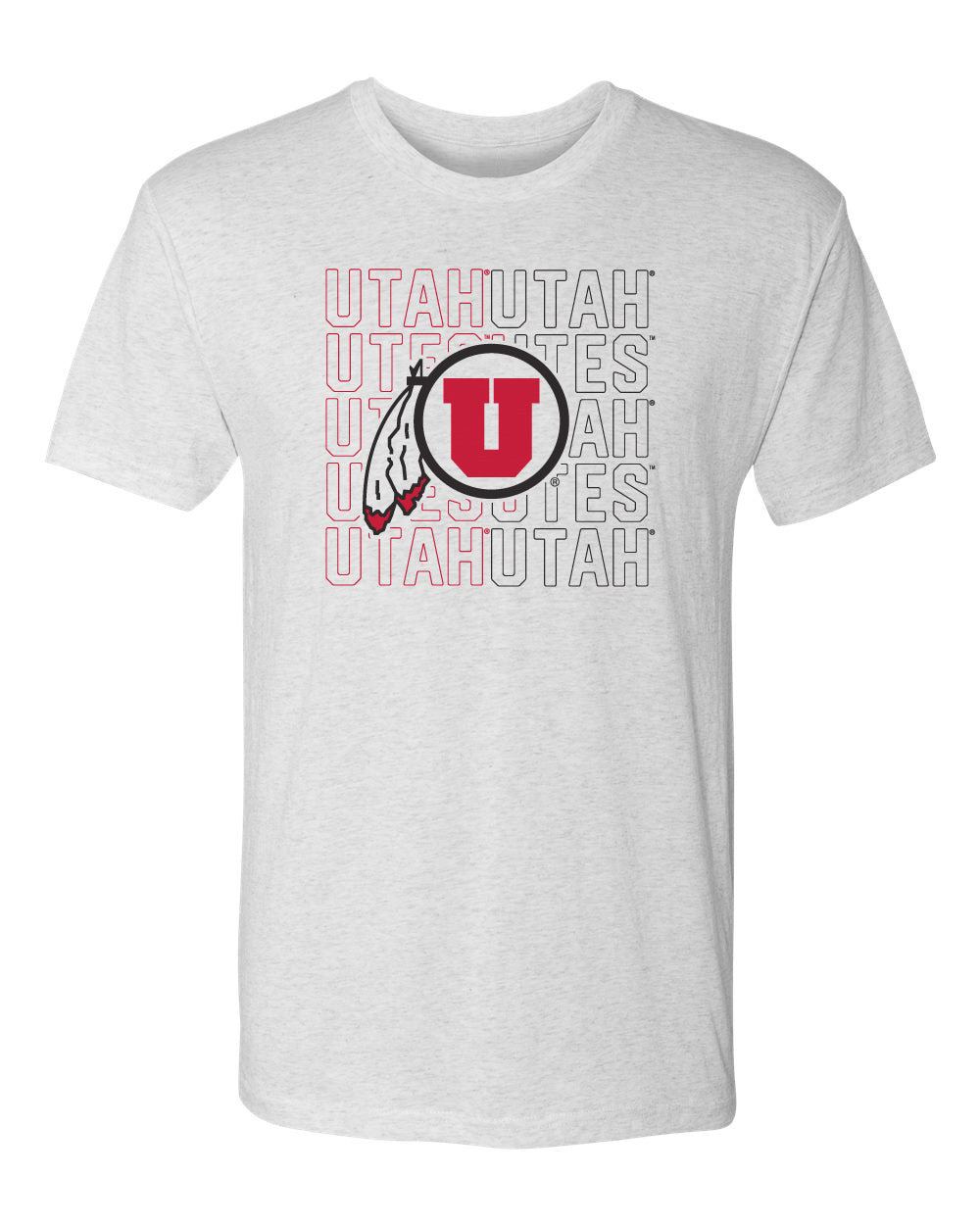 Utah Utes Premium Tri-Blend Tee Shirt - Utah Utes Logo Overlay