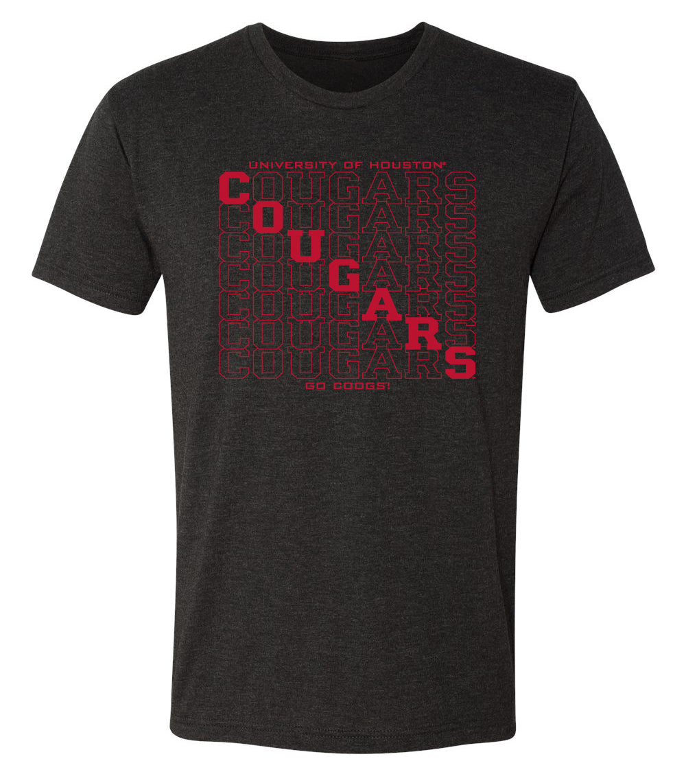 Houston Cougars Premium Tri-Blend Tee Shirt - Diagonal Cougars Echo