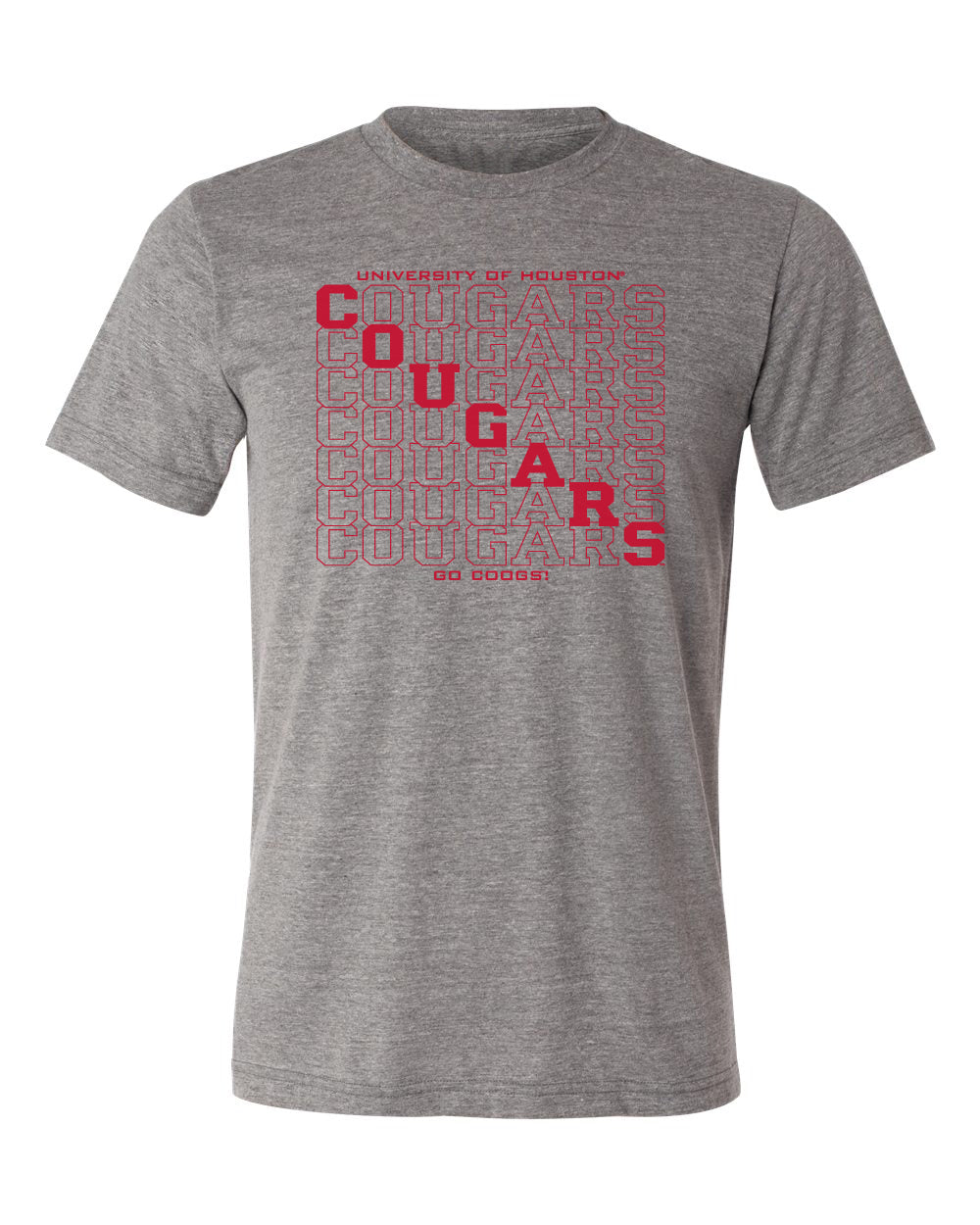 Houston Cougars Premium Tri-Blend Tee Shirt - Diagonal Cougars Echo