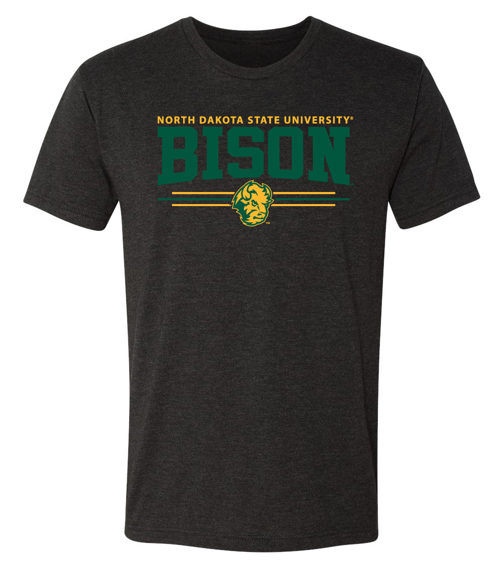 NDSU Bison Premium Tri-Blend Tee Shirt - Bison 3-Stripe