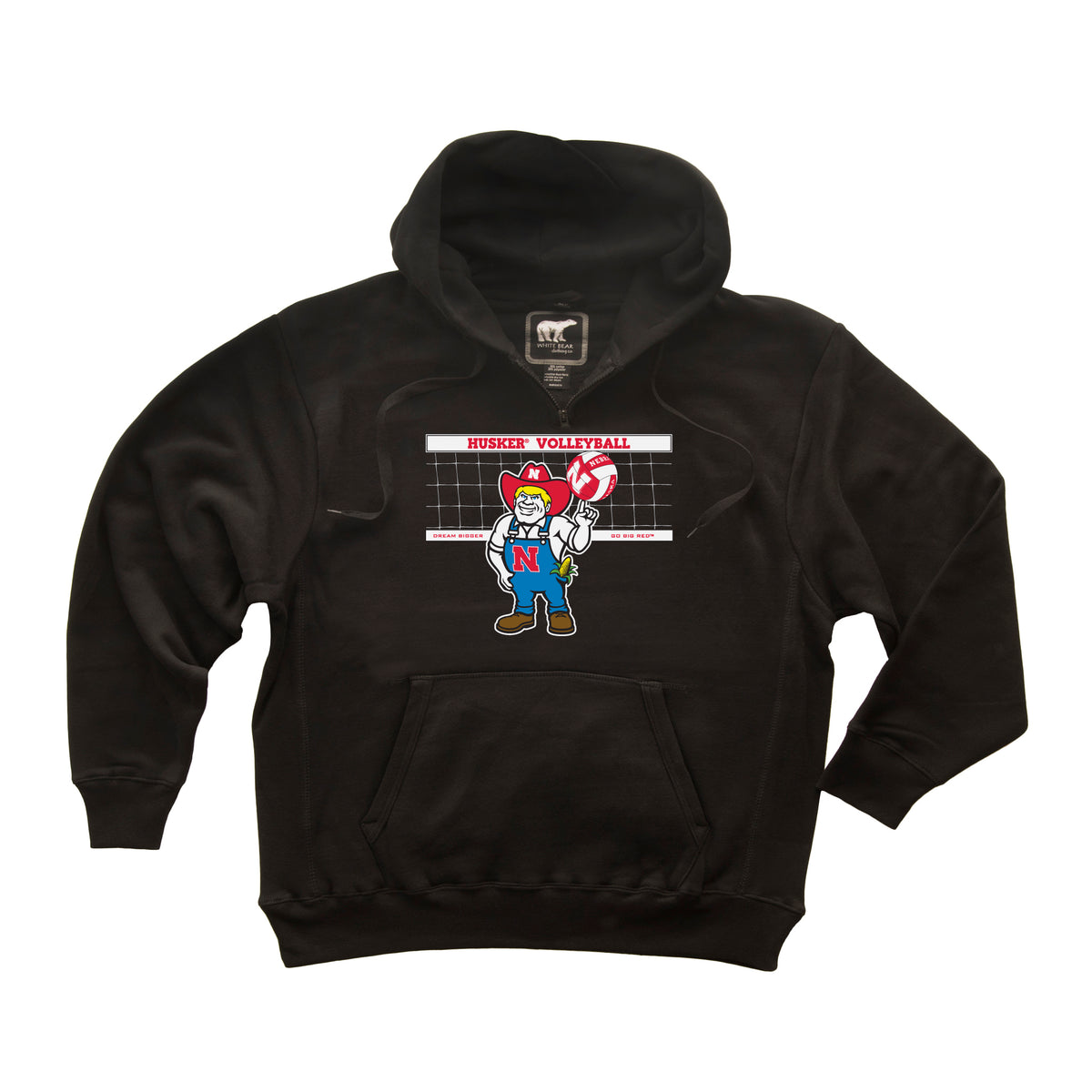 Nebraska Huskers Premium Fleece Hoodie - Nebraska Volleyball with Herbie Husker