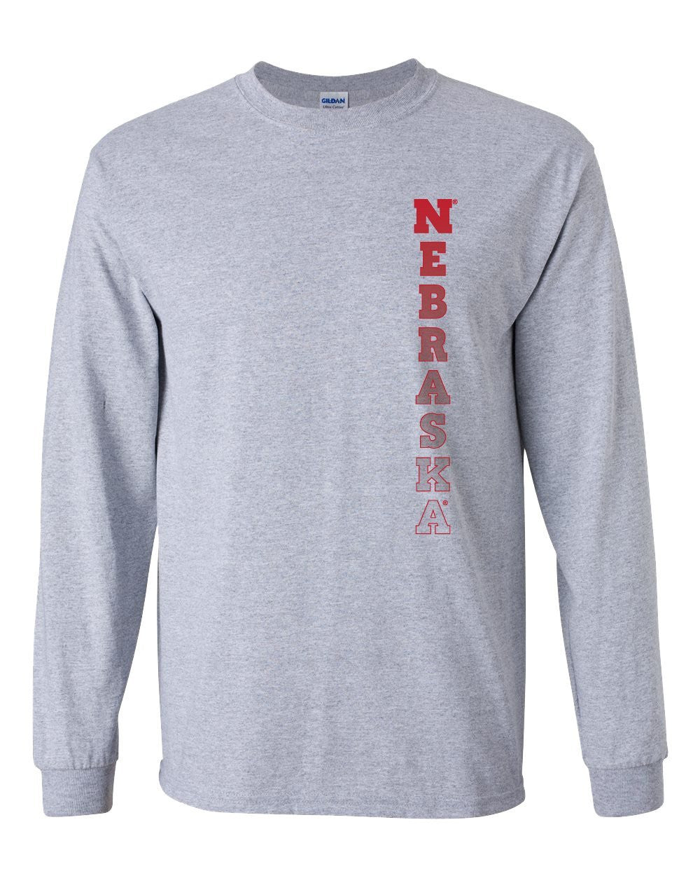 Nebraska Cornhuskers Vertical "NEBRASKA" Long Sleeve Tee Shirt
