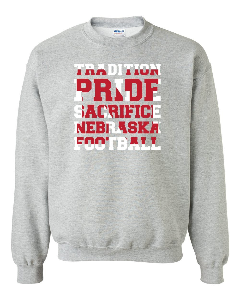 Nebraska Cornhuskers Football "TRADITION PRIDE SACRIFICE" Crewneck Sweatshirt