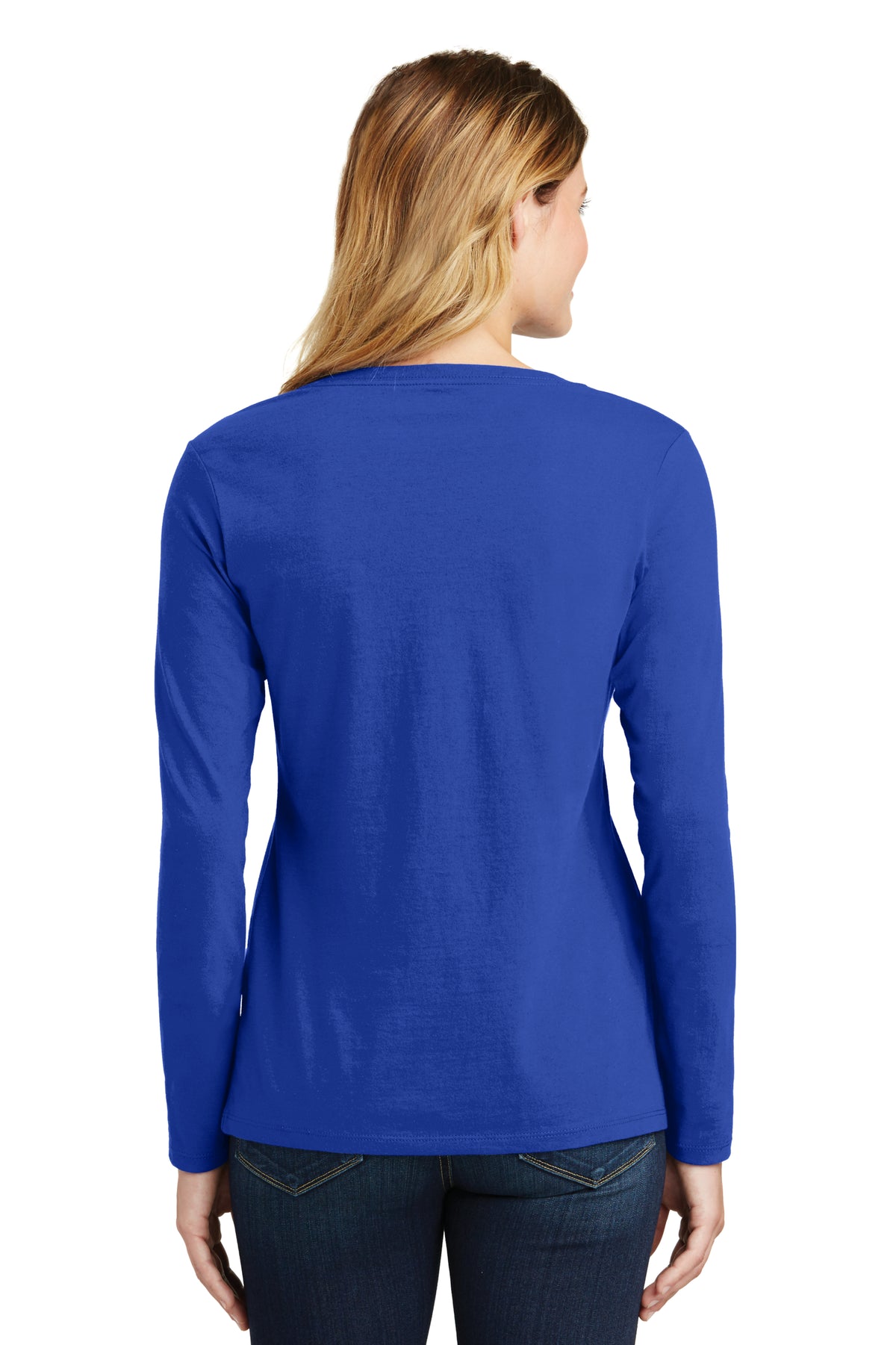 Women's Kansas Jayhawks Long Sleeve V-Neck Tee Shirt - Kansas Football Laces