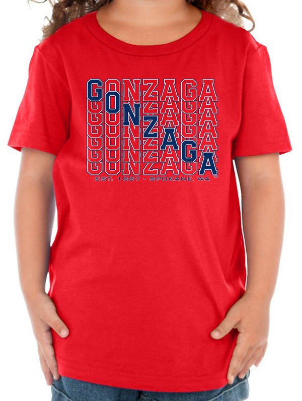 Gonzaga Bulldogs Toddler Tee Shirt - Diagonal Echo Gonzaga