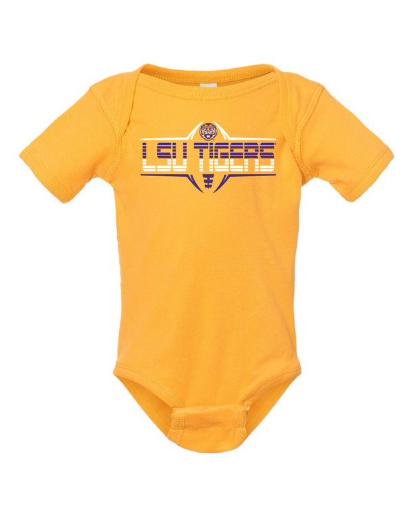 LSU Tigers Infant Onesie - Striped Tigers Football Laces