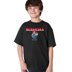 Nebraska Huskers Boys Tee Shirt - Full Color Nebraska Fade with Herbie Husker