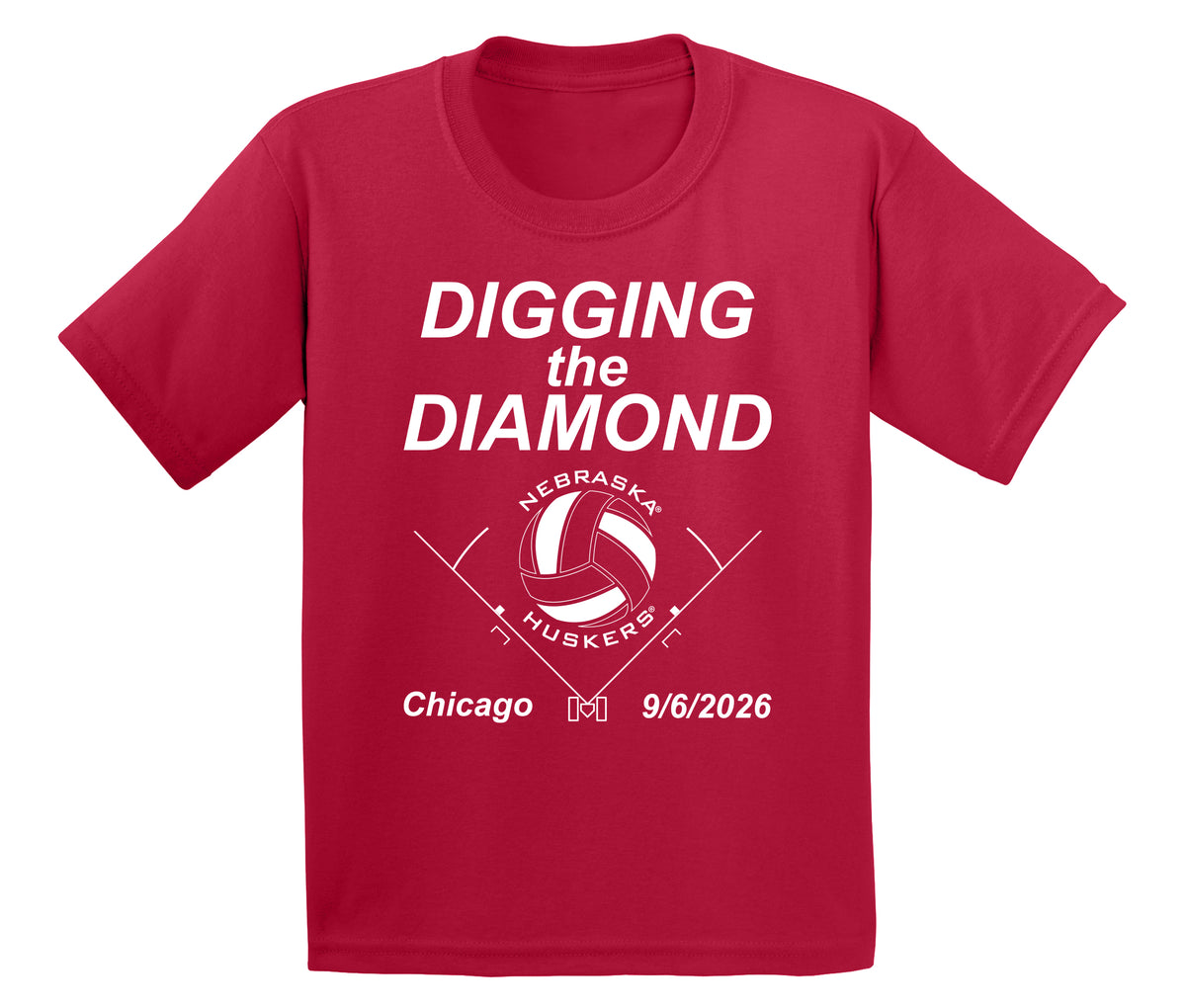 Nebraska Huskers Boys Tee Shirt - Nebraska Volleyball Digging the Diamond