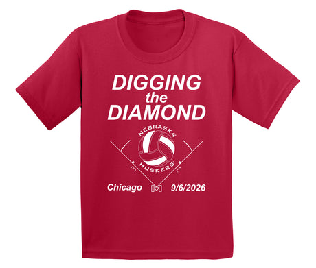 Nebraska Huskers Boys Tee Shirt - Nebraska Volleyball Digging the Diamond