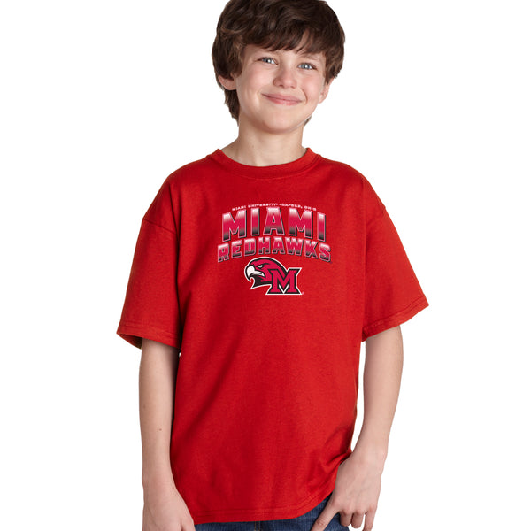 Miami University RedHawks Boys Tee Shirt - Miami RedHawks Full Color Fade Hawk M Logo