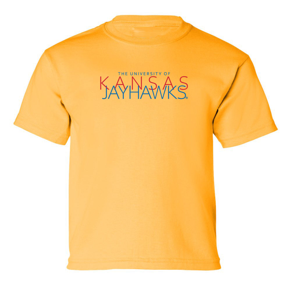 Kansas Jayhawks Boys Tee Shirt - Overlapping University of Kansas Jayhawks