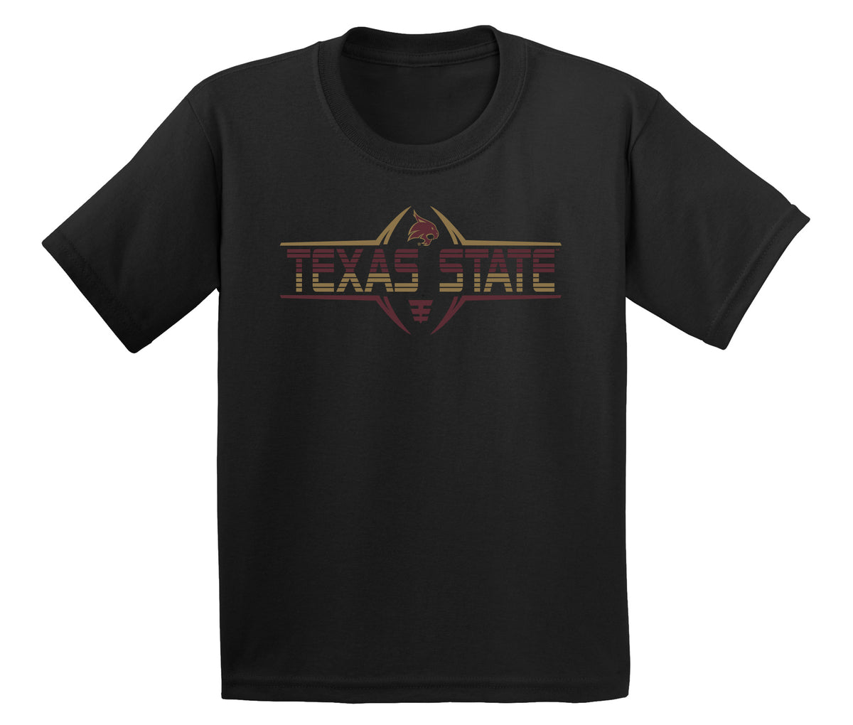 Texas State Bobcats Boys Tee Shirt - Striped Texas State Football Laces