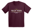 Texas State Bobcats Boys Tee Shirt - Striped Texas State Football Laces