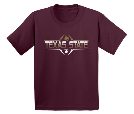 Texas State Bobcats Boys Tee Shirt - Striped Texas State Football Laces
