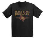 Texas State Bobcats Boys Tee Shirt - 3 Stripe State Outline Logo