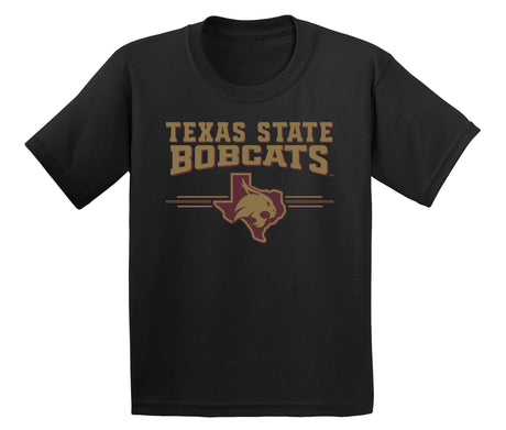 Texas State Bobcats Boys Tee Shirt - 3 Stripe State Outline Logo