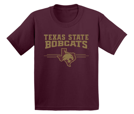 Texas State Bobcats Boys Tee Shirt - 3 Stripe State Outline Logo