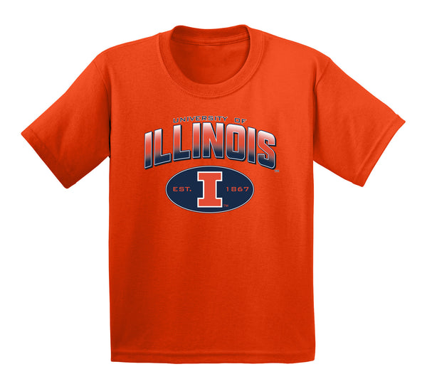 Illinois Fighting Illini Boys Tee Shirt - Full Color Fade Illinois Arch