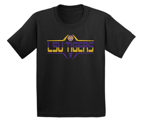 LSU Tigers Boys Tee Shirt - Striped Tigers Football Laces