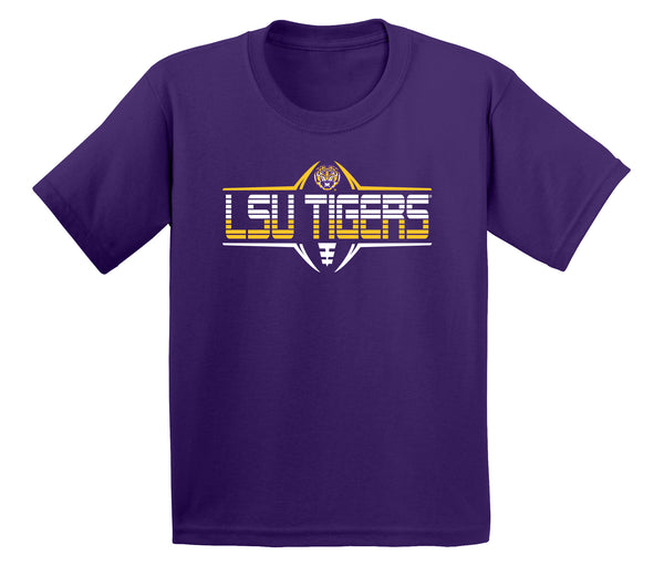 LSU Tigers Boys Tee Shirt - Striped Tigers Football Laces