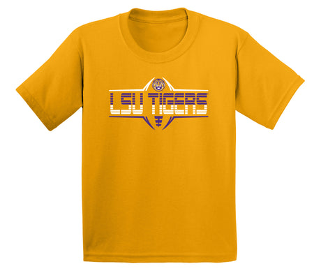 LSU Tigers Boys Tee Shirt - Striped Tigers Football Laces