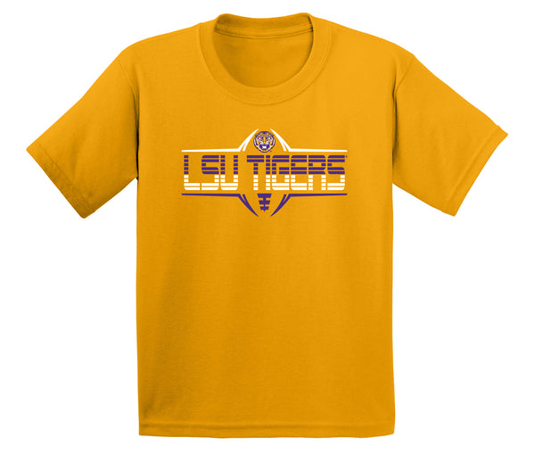 LSU Tigers Boys Tee Shirt - Striped Tigers Football Laces