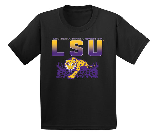 LSU Tigers Boys Tee Shirt - LSU Tiger Stadium Full Color Fade