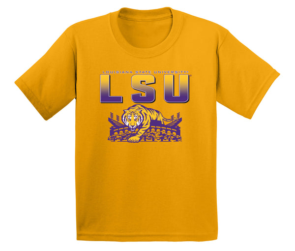 LSU Tigers Boys Tee Shirt - LSU Tiger Stadium Full Color Fade